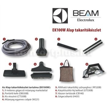  Központi Porszívó BEAM ALAP TAKARÍTÓKÉSZLET (9 M)